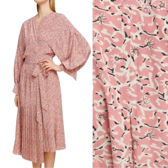 Isabel Marant Dresses & Skirts - NWT ISABEL MARANT Alexandra Silk Floral Print Midi Dress Pleated Wrap